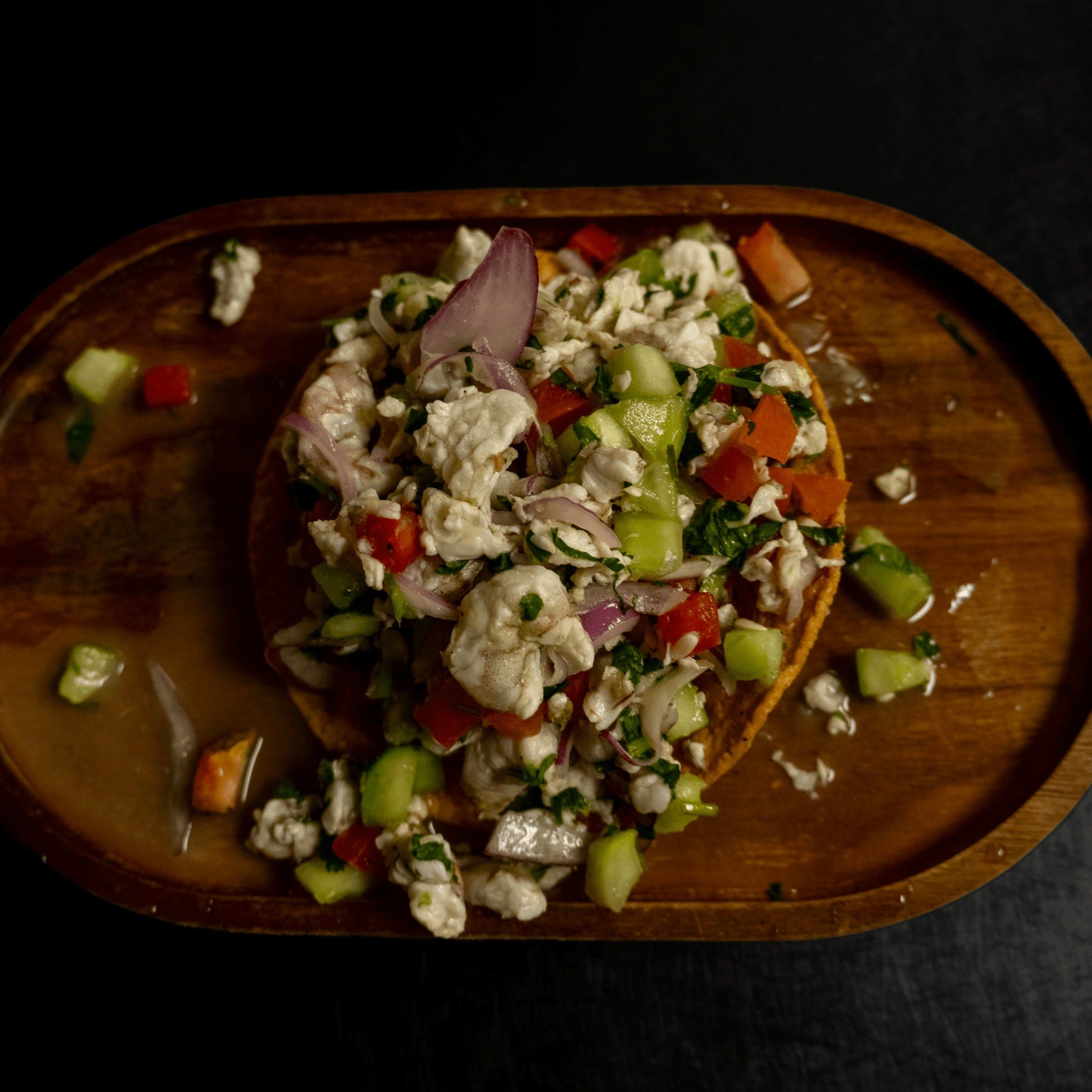 Tostada De Ceviche De Camaron.